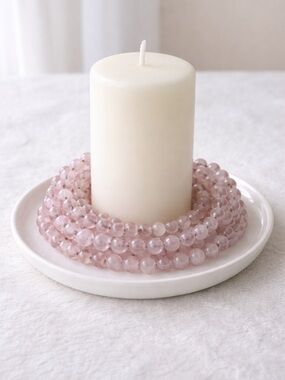 Rose Quartz Beaded Wire Coil Garland Candle Wrap Boho Home Decor 52 Inch